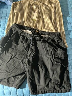 Lee Men's Black Cargo Shorts with Elastic Drawstring Waist